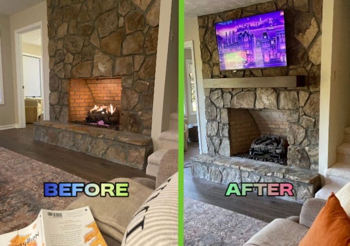 Before & after: mantle TV install